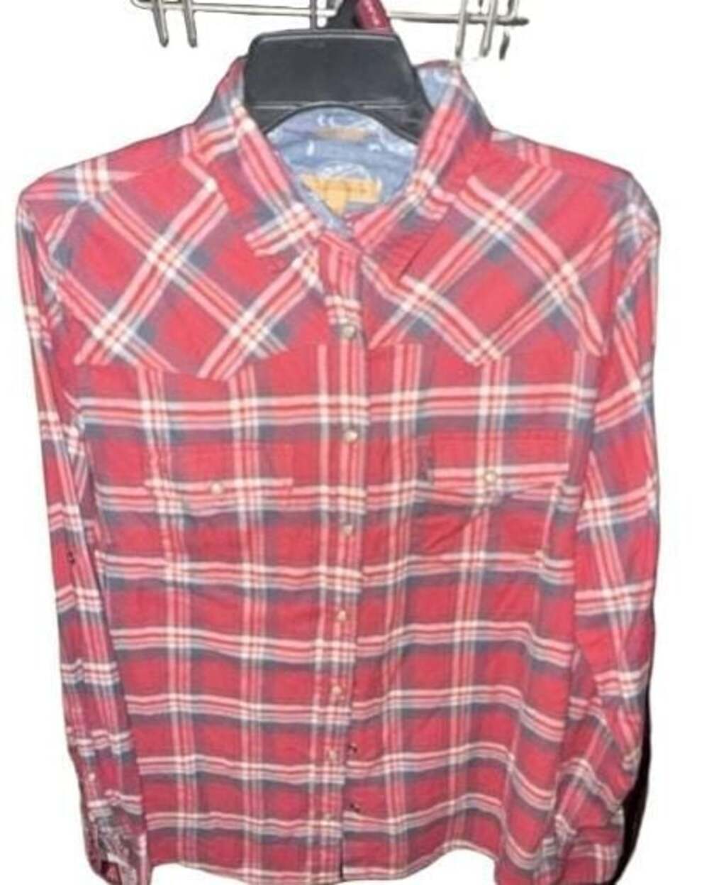 Jachs NY Red Plaid Long Sleeve Pearl Snap Button Down Flannel Shirt Medium